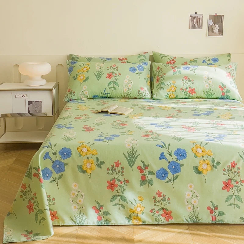 "100% Cotton Thick Floral Bed Sheet – Single to King Sizes, Kids & Adults"