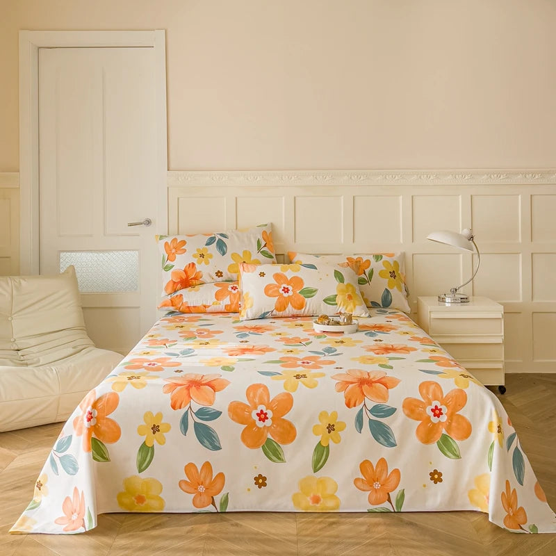 "100% Cotton Thick Floral Bed Sheet – Single to King Sizes, Kids & Adults"